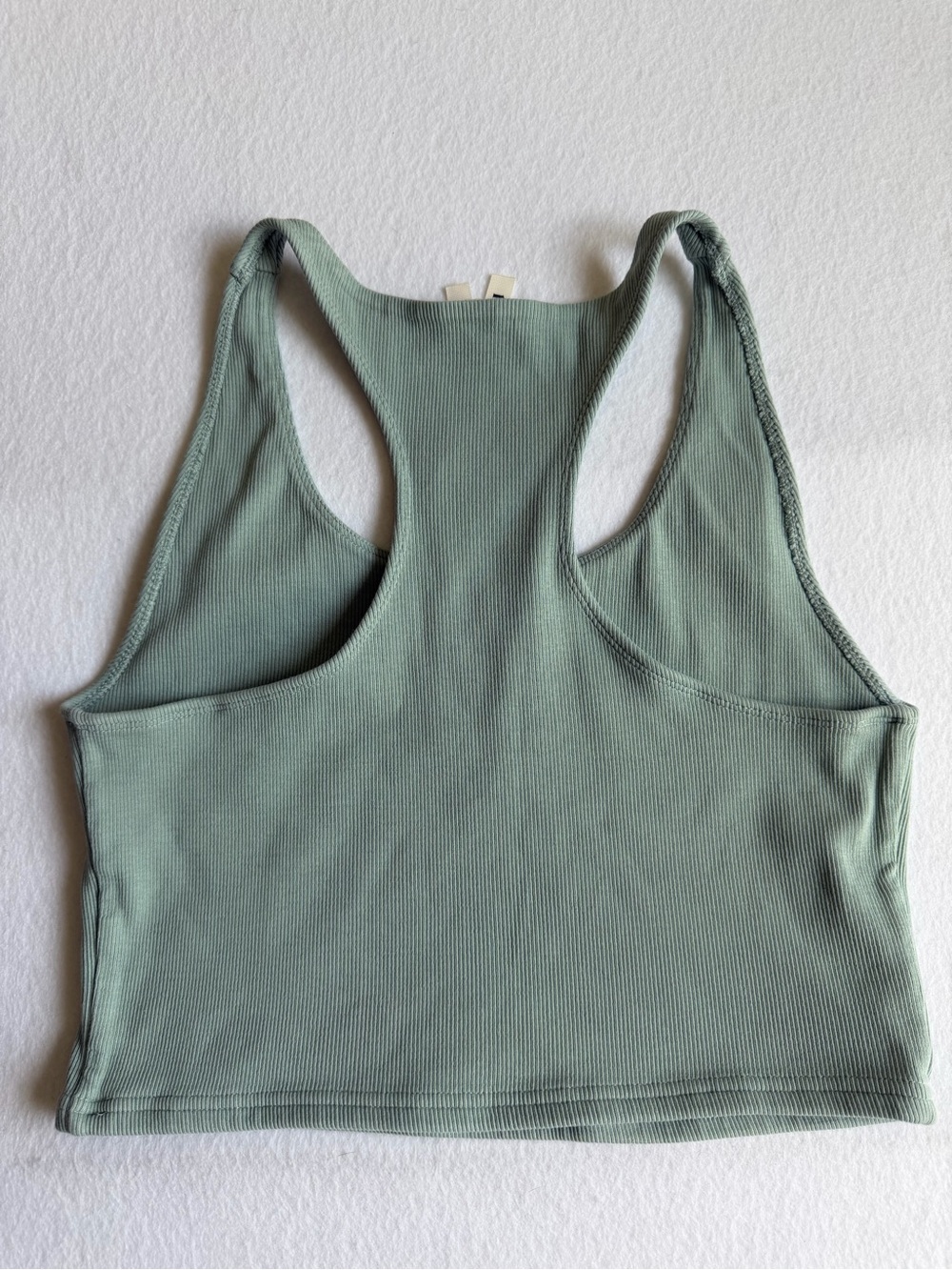 Pact Organic Cotton Ribbed Racerback Sports Bra, Cropped Top, Sage Green, XL - Picture 5 of 7